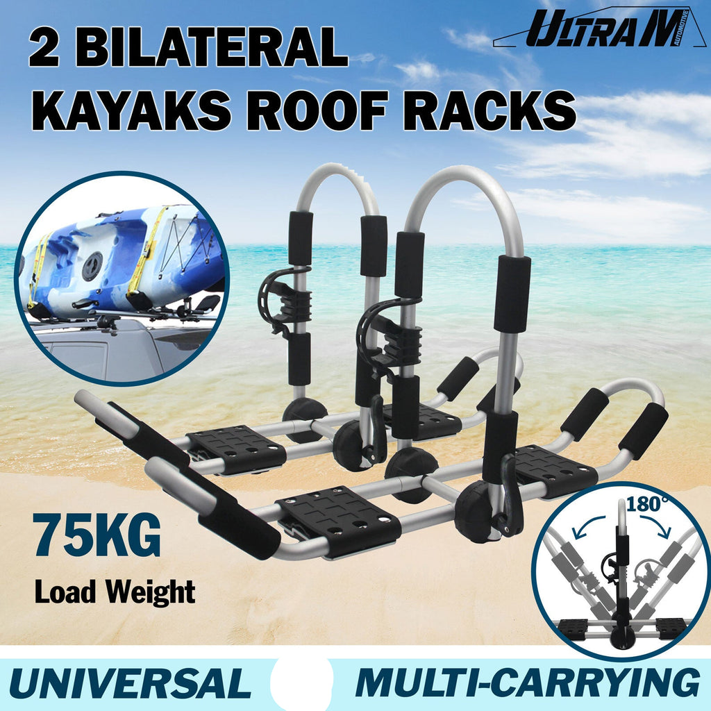 Universal Kayak Carrier Canoe Surf Ski Roof Rack Aluminum 2 Bilateral Holders