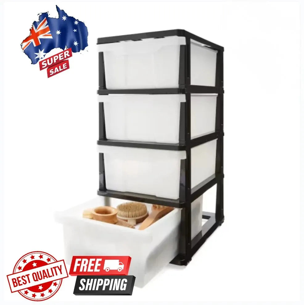 4 Drawer Storage Unit on Wheels Storage Organization Container Tub Home Clothes