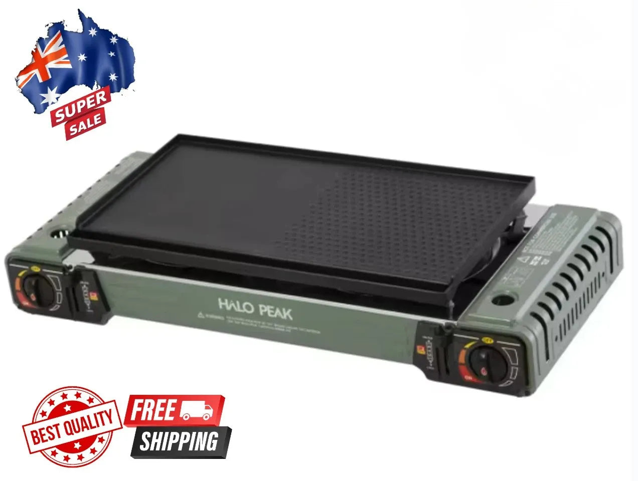 Portable Butane Camping Stove Tabletop Hotplate Gas BBQ Cooker Non Stick Plate