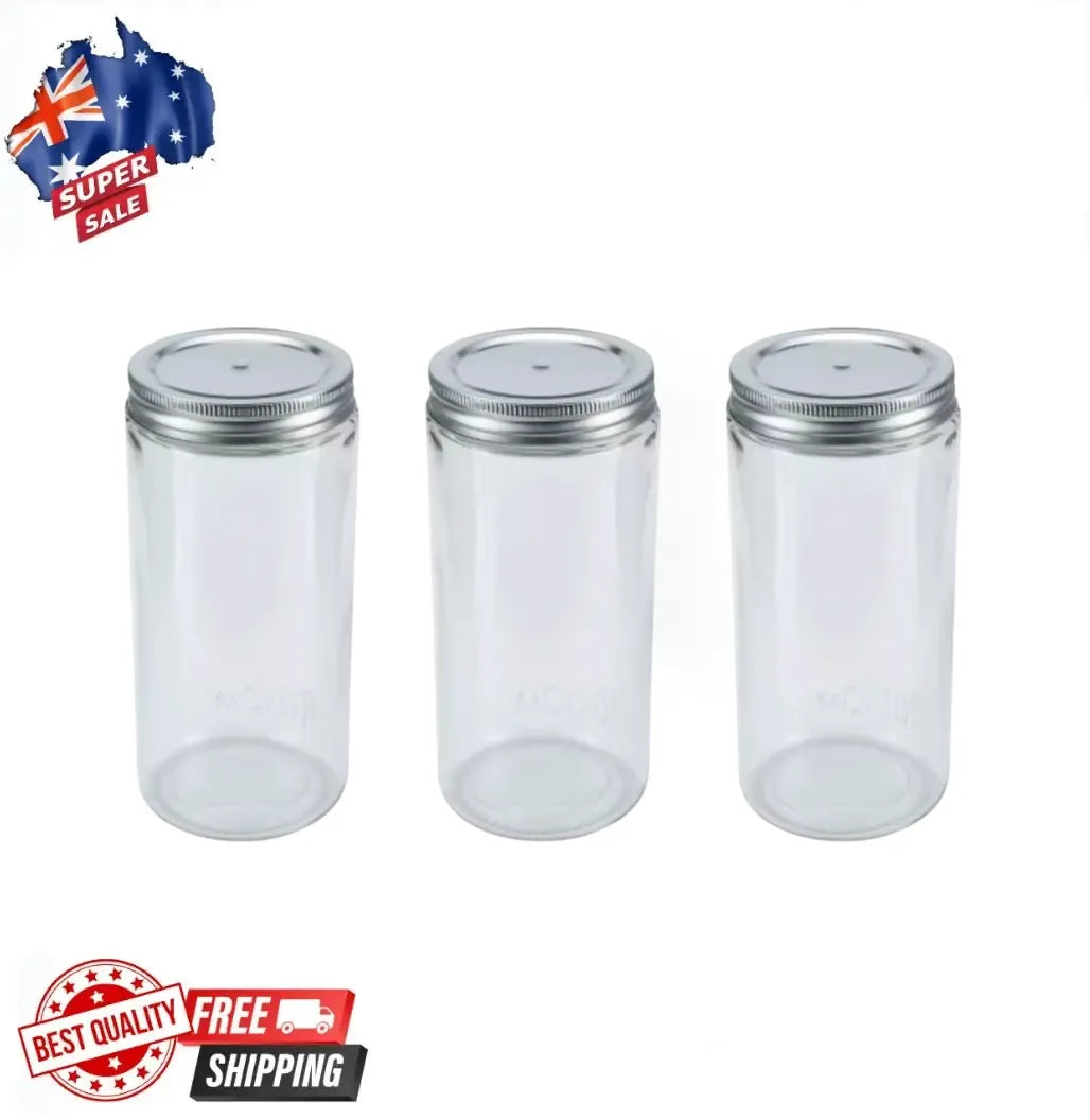 3x 1 Litre Quart Wide Mouth Mason Australia Preserving Jars BPA Free