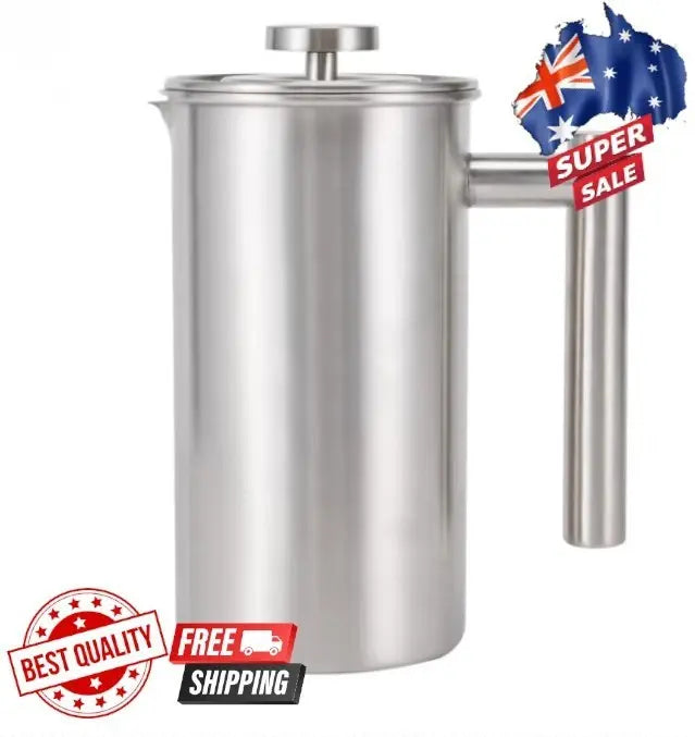 Coffee Tea Plunger 1000ml French Press Stainless Steel Au