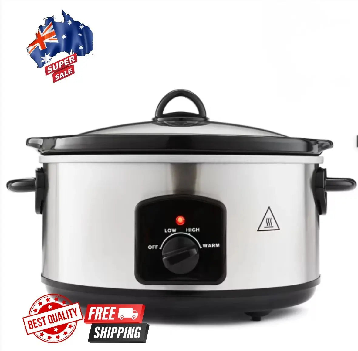 New 5L Slow Cooker+Stainless Steel Overnight Cooker With Removable Ceramic Pot