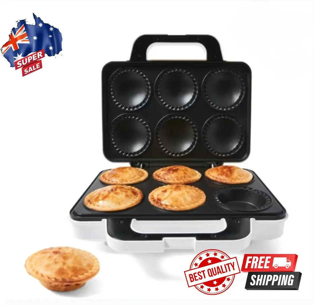 Electric Pie Maker 6 Pies Machine Non Stick Tarts Quiches Meat Apple Cooker