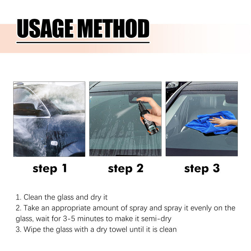 Rayhong Car Windshield Spray, Windshield Rearview Mirror Cleaning, Stain Removal, Hydrophobic Water Repellent, Anti-Fog Agent