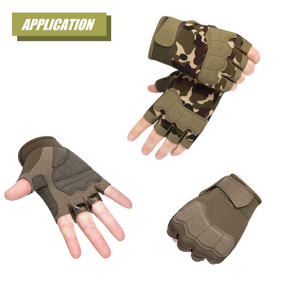 Tactical Fingerless Gloves with Knuckle Protection – Breathable Outdoor Gloves for Shooting, Hunting, Cycling, and Training (Green,XL)