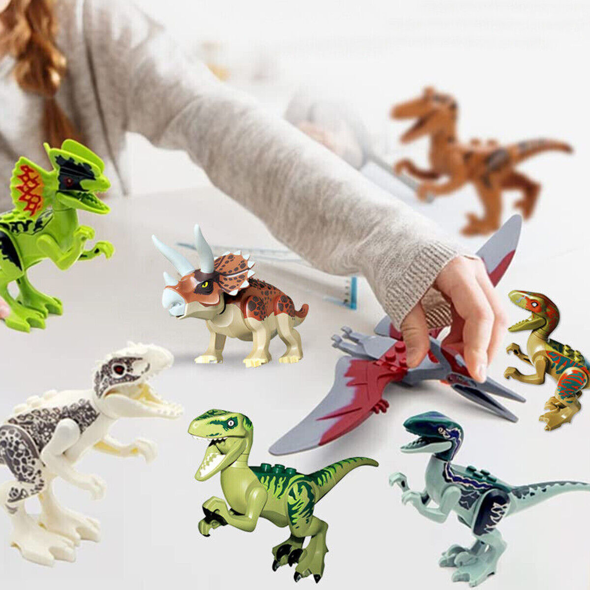 8x Jurassic World Dinosaur Figures Building Toys Blocks Best Children's Gift Multicolor h multicolor
