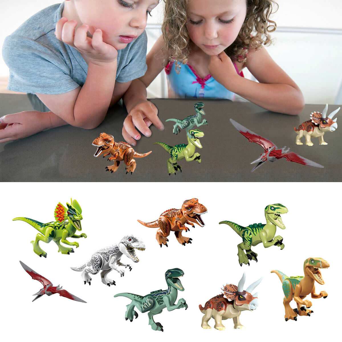 8x Jurassic World Dinosaur Figures Building Toys Blocks Best Children's Gift Multicolor h multicolor