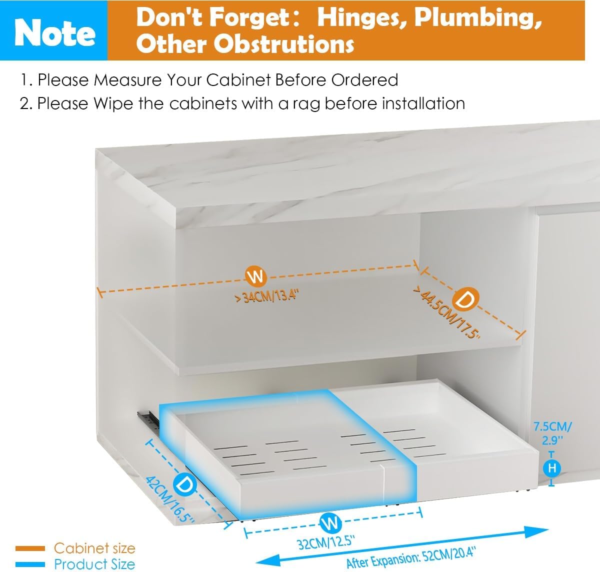 CARLA HOME Pack Pull Out Cabinet Organizer Expandable for Cabinets with Adjustable Slide Out Shelves and Easy Installation (White)