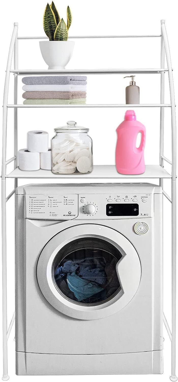 CARLA HOME 3-Tier Over Washing Machine Storage Rack for Laundry Room Space Saving, Towels, Detergent & Bathroom Essentials