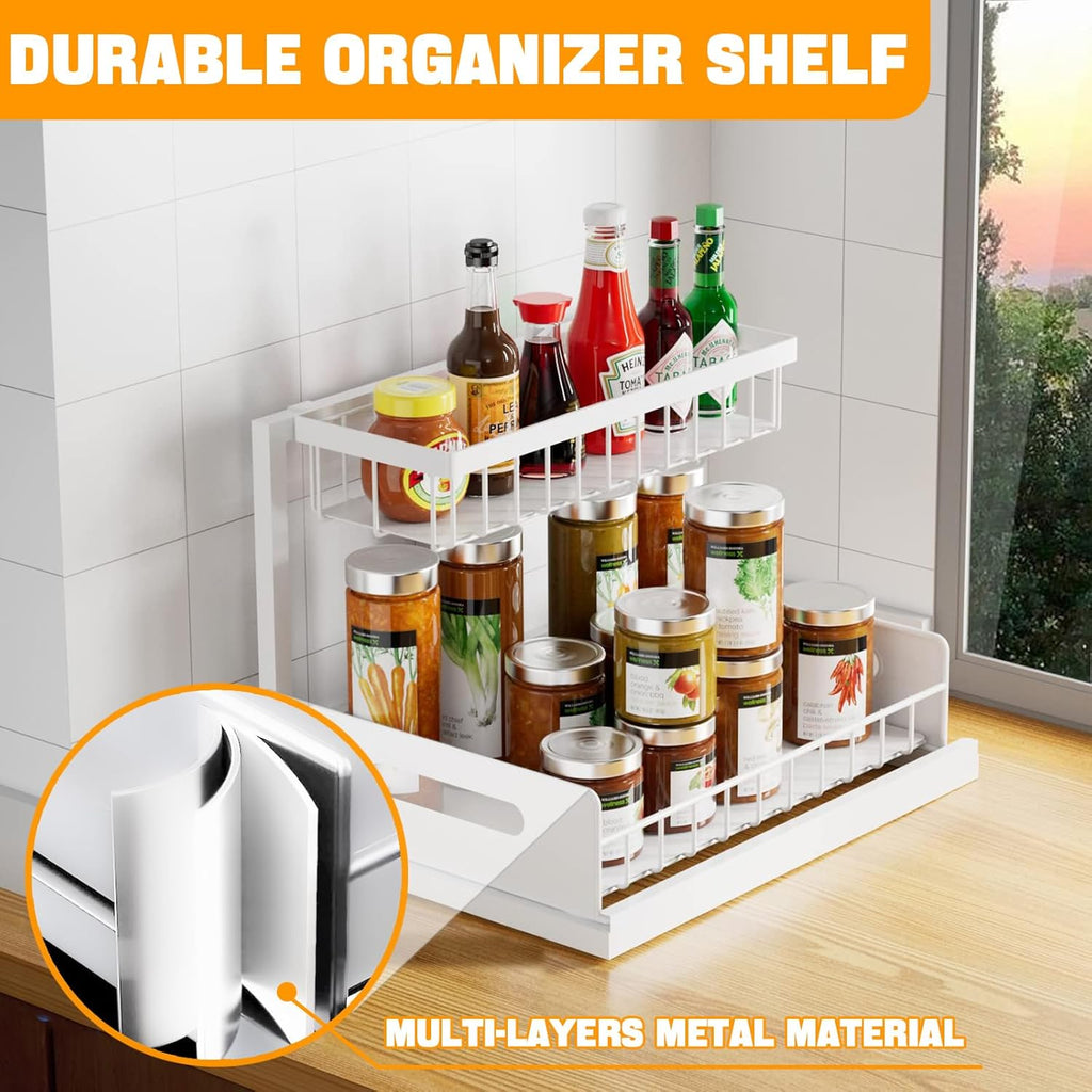 CARLA HOME 2 pack Under Sink Organiser with Sliding Drawers & 2 tier for Kitchen & Bathroom