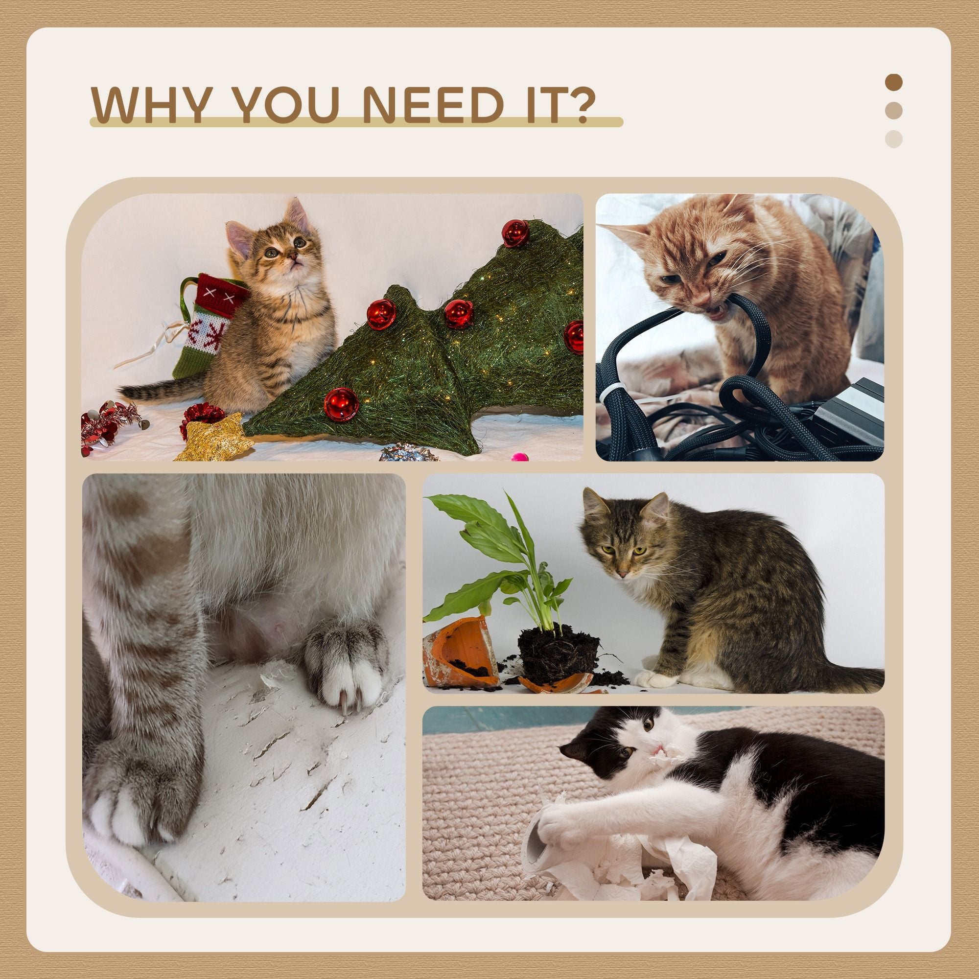 CARLA HOME 180cm Cat Tree Tower for Indoor Cats with Plush Perches, Dual Condos, Natural Sisal Scratching Posts & Ramp for Kittens & Adult Cats (Beige)