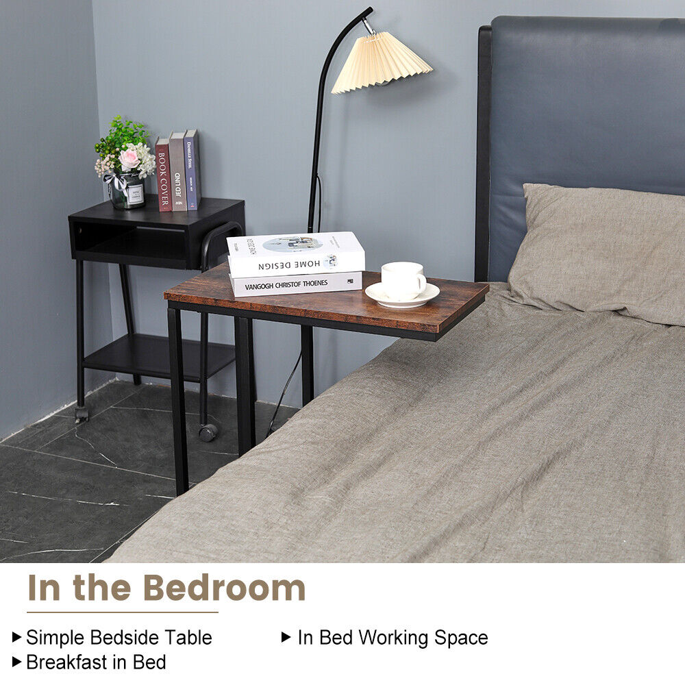 C-Shaped Sofa Side End Table Metal Frame Laptop Tray - All Family