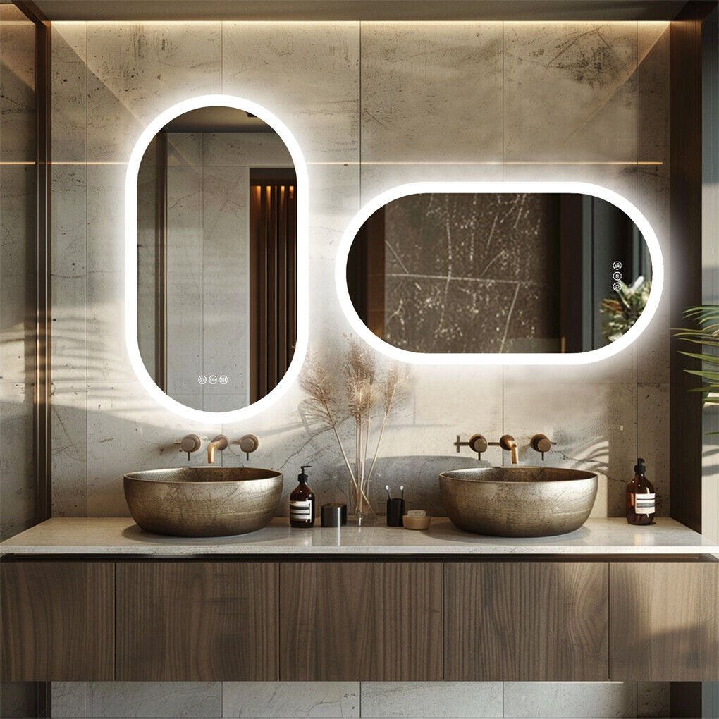 800x500mm LED Bathroom Mirror Oval Anti-Fog Dimmable Wall Mount
