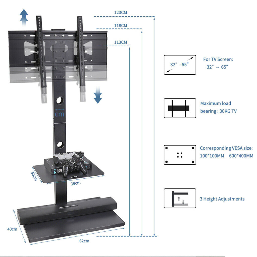 TV Stand Base Swivel Mount 32-65 inch Adjustable Height