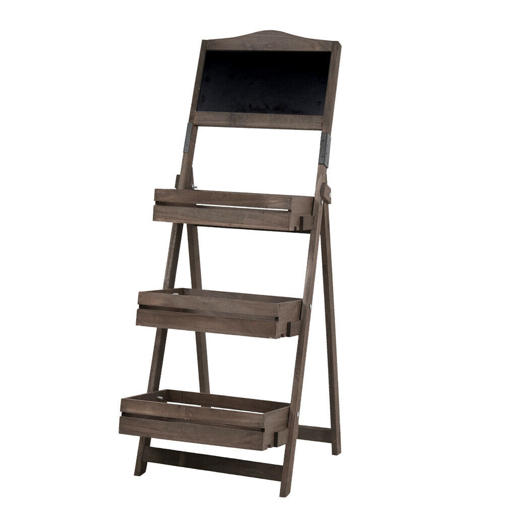 Vintage Wooden Chalkboard Easel 38x50CM with 3 Shelves