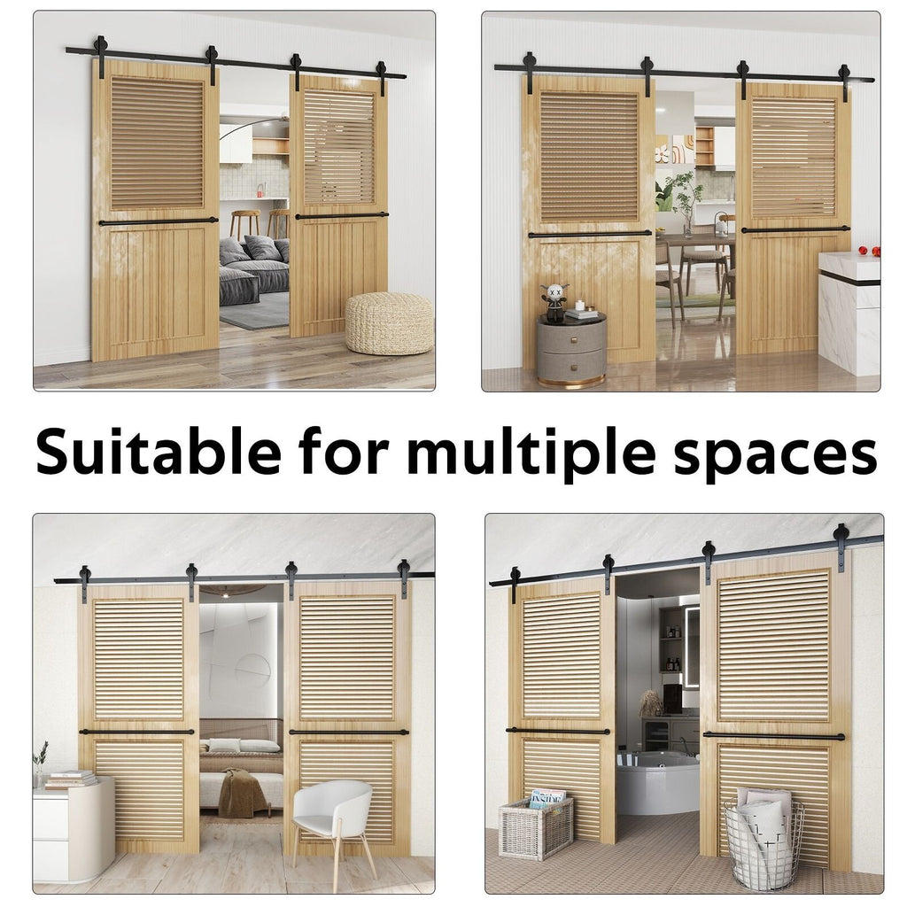 Sliding Barn Door Hardware Kit Heavy Duty Rust Resistant 2M