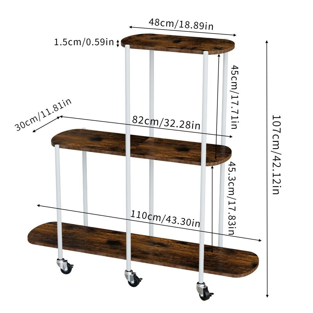 Plant Stand with Wheels Indoor Outdoor Flower Rack Display
