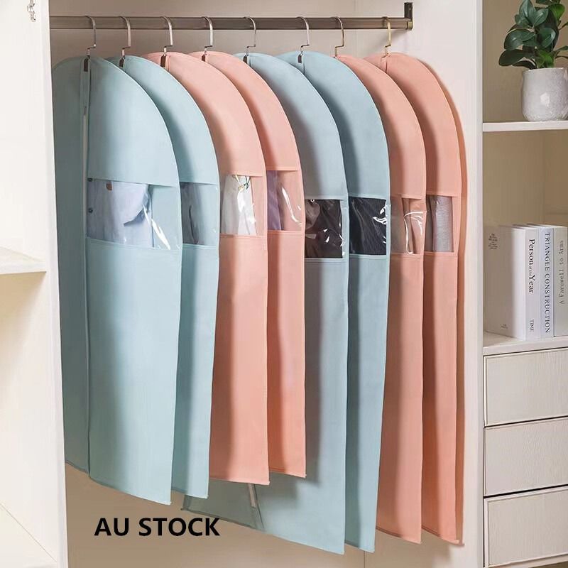Pink Garment Bag 60x80cm Dustproof Dress Suit Coat Protector Cover
