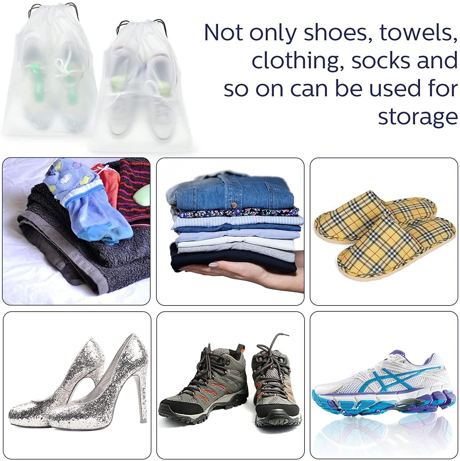 10PCS Travel Shoe Bags Portable Storage Pouch Drawstring Dust Organizer