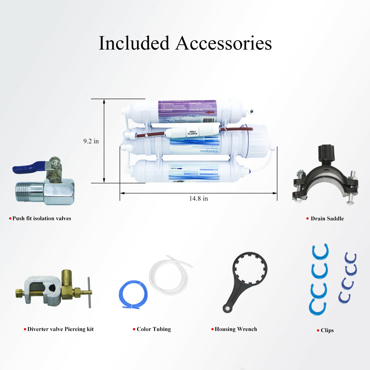 3 Stage Portable Aquarium Countertop Reverse Osmosis Water Filter System 100GPD