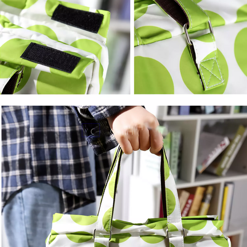 Shopping Trolley Cart Bag Foldable Wheels Carts Bags Market Luggage Basket green circle