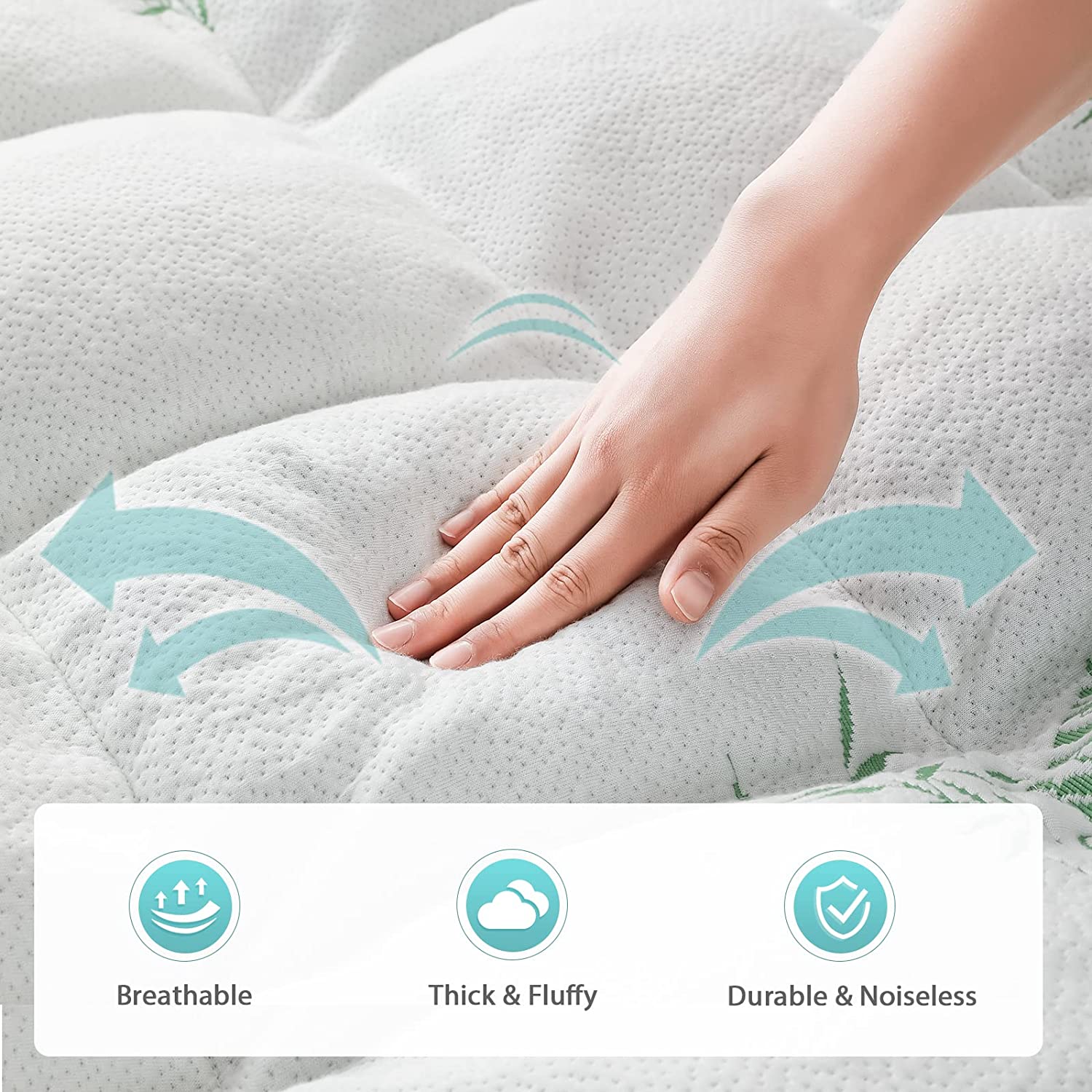 Bamboo Pillowtop Mattress Topper Luxury Bedding Mat Pad Protector CoverDouble 137 x 190 cm