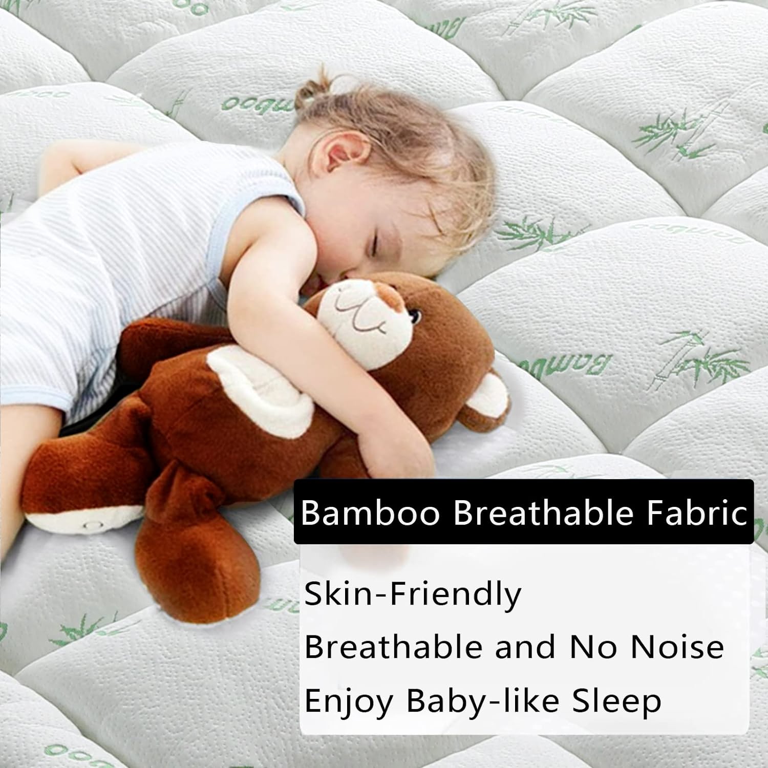 Bamboo Pillowtop Mattress Topper Luxury Bedding Mat Pad Protector Cover Queen 153 x 203 cm