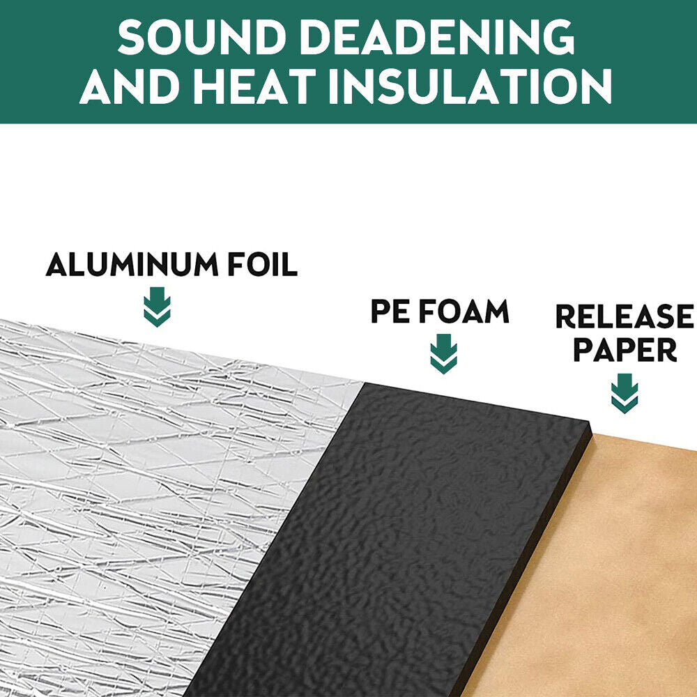 10mm Sound Deadener Insulation Heat Proof Noise Proofing Foam Car Auto Shield AU
