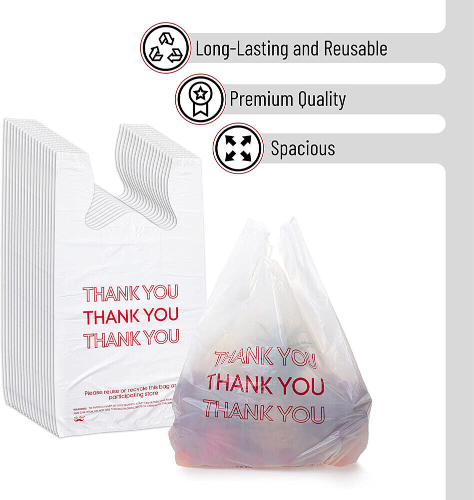 50X Plastic Shopping Bags - Reusable Recyclable Singlet Eco Grocery Carry Bag Small