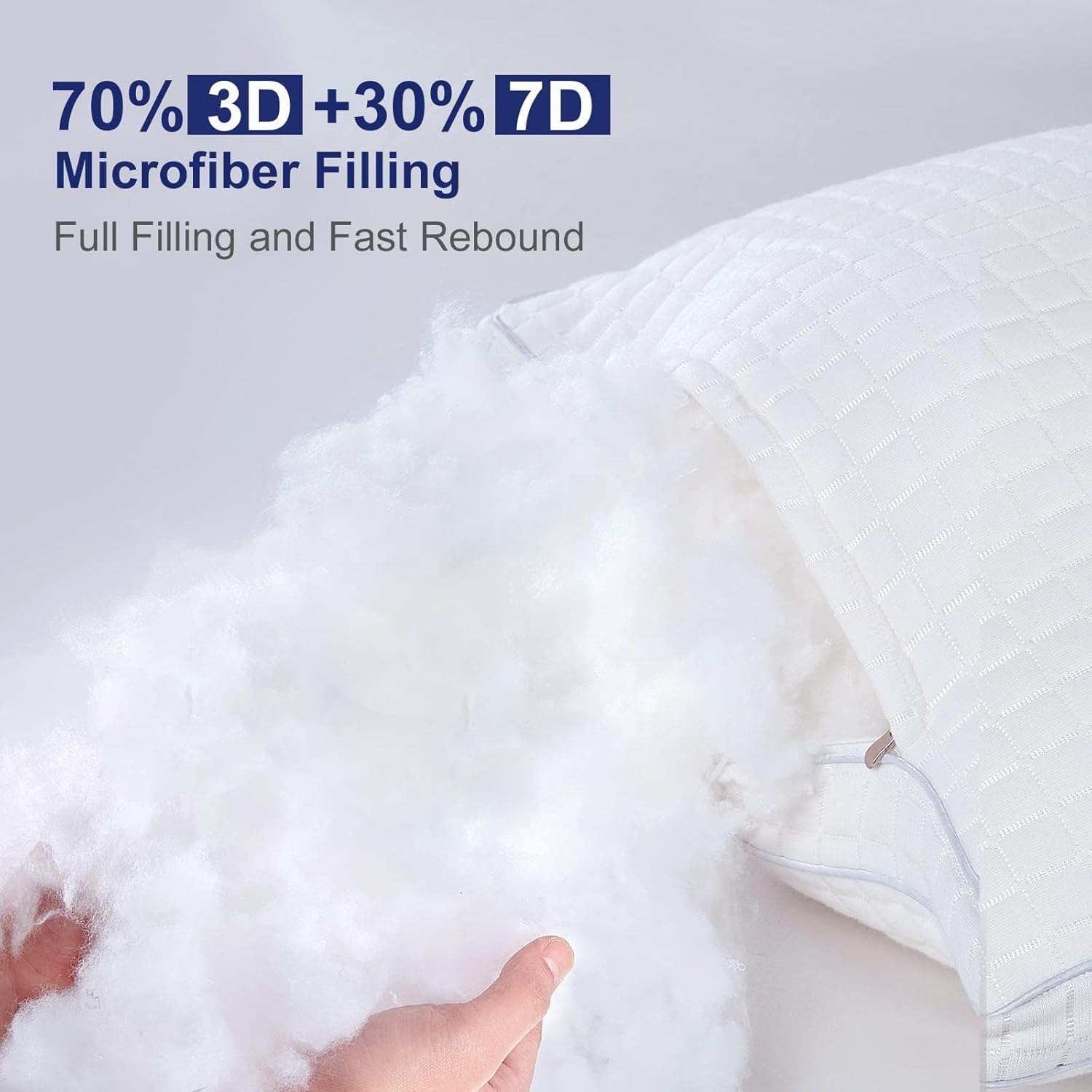 2xQueen Quality Pillows Cotton Hotel Adjustable Home Pillows Down Alternative Pillows