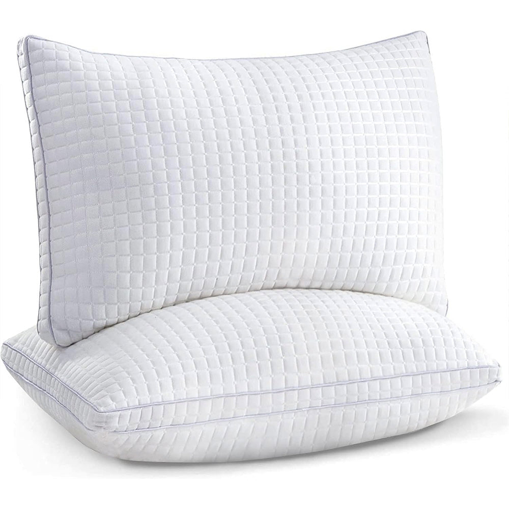 2xStandard Quality Pillows Cotton Hotel Adjustable Home Pillows Down Alternative Pillows