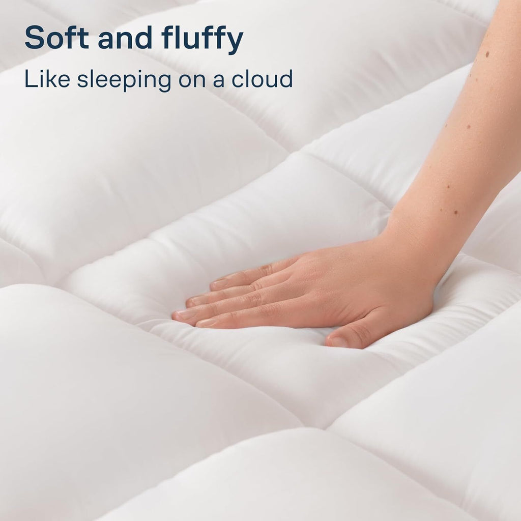 Luxury Mattress Topper Pillowtop Bedding Mat Pad Fitted Cover Underlay KING SINGLE