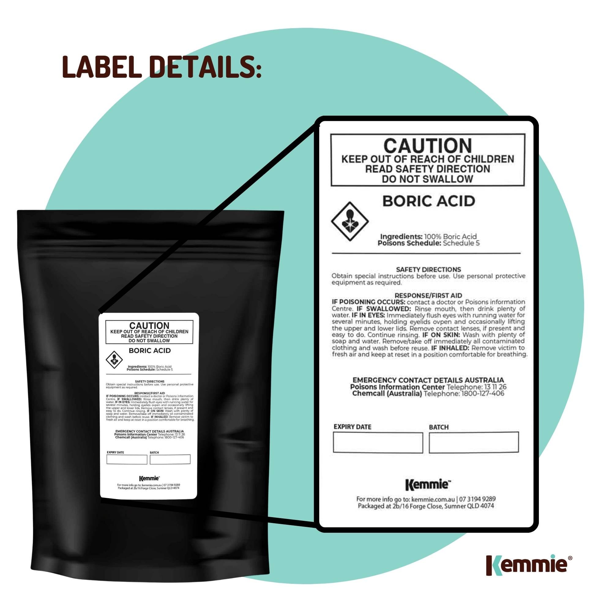 100g Boric Acid Powder 99.9% Pure - Soluble Orthoboric Acid H3BO3