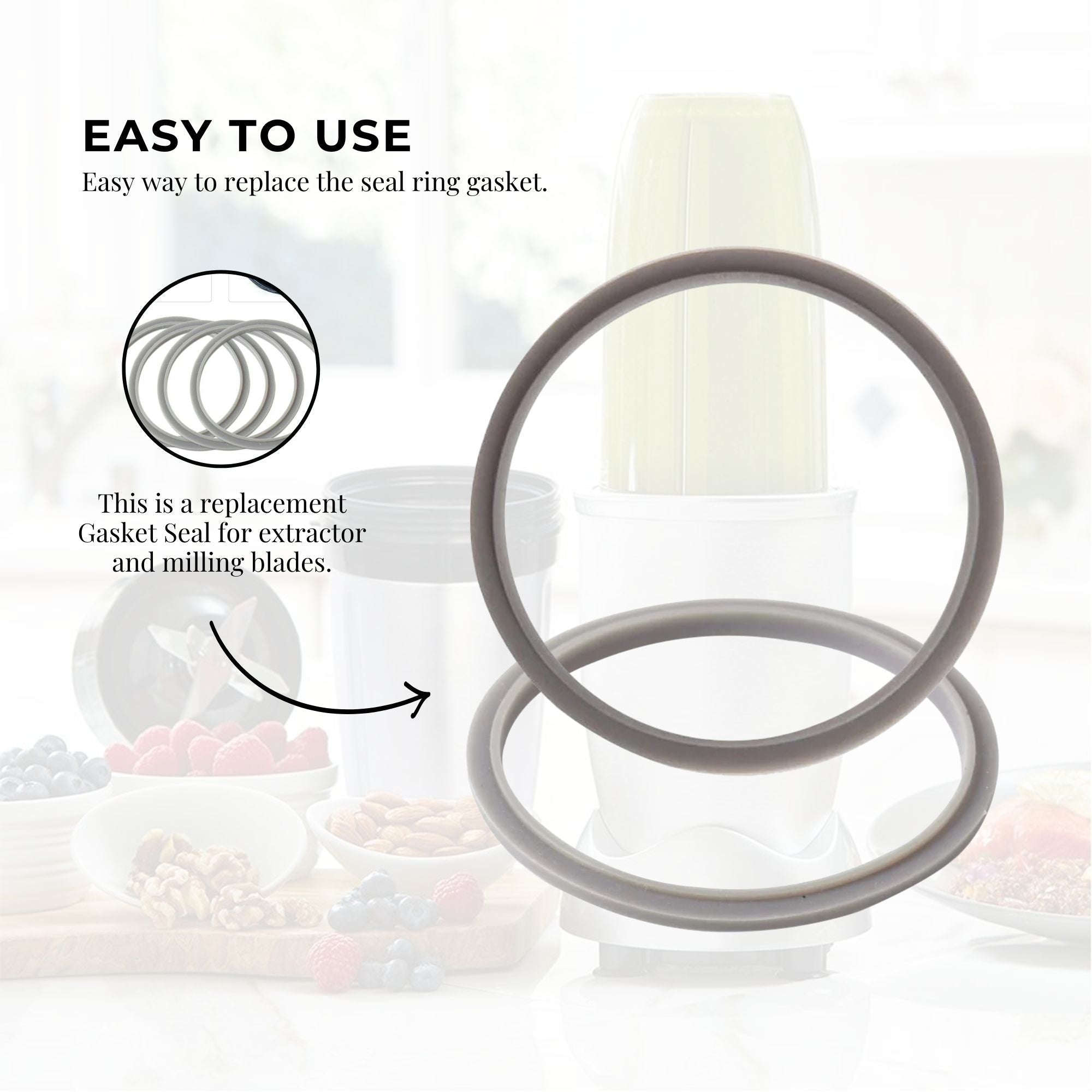 For Nutribullet Short Cup + Fliptop Lid + Grey Seal - For 900 and 600 Models