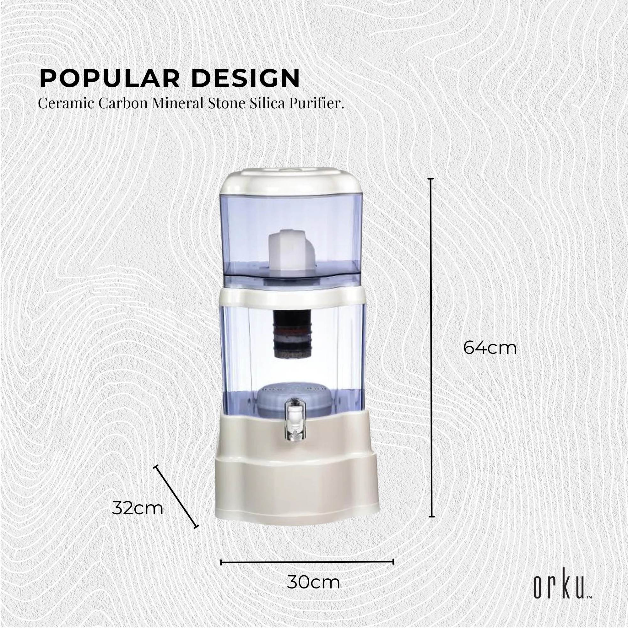 22L Benchtop 8 Stage Water Filter - Ceramic Carbon Mineral Stone Silica Purifier