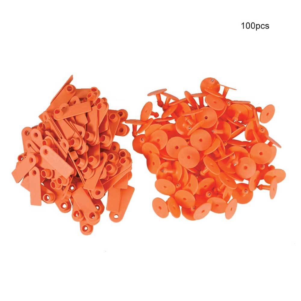 100x Cattle Ear Tags 5x2cm Set - Mini Orange Blank Pig Goat Livestock Label