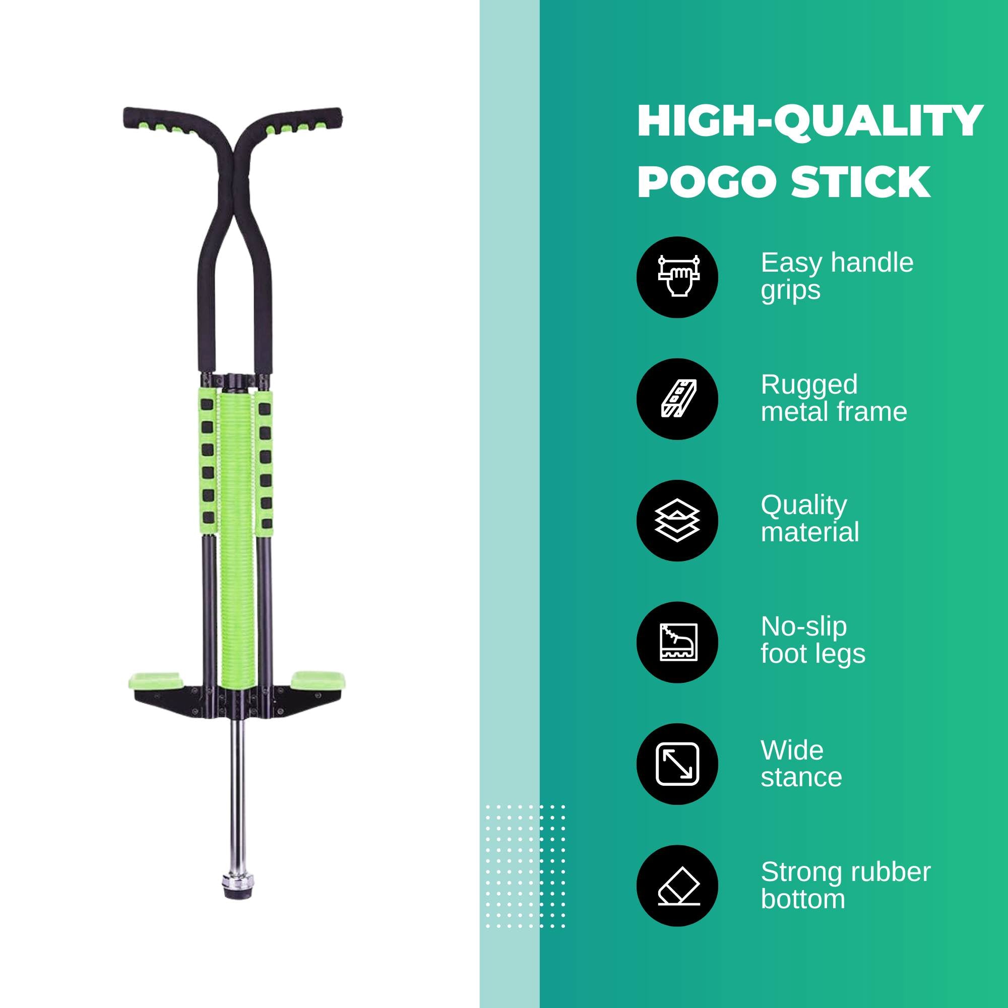 Green Pogo Stick Kids - Childrens Jumping Jackhammer Exercise Hopper Toy