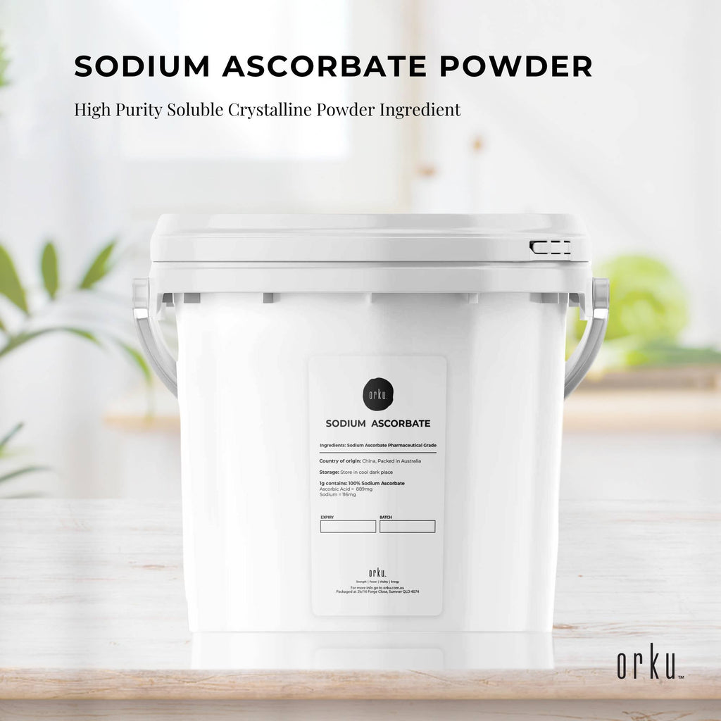 Orku 1.2Kg Sodium Ascorbate Tub - High Purity Soluble Crystalline Powder