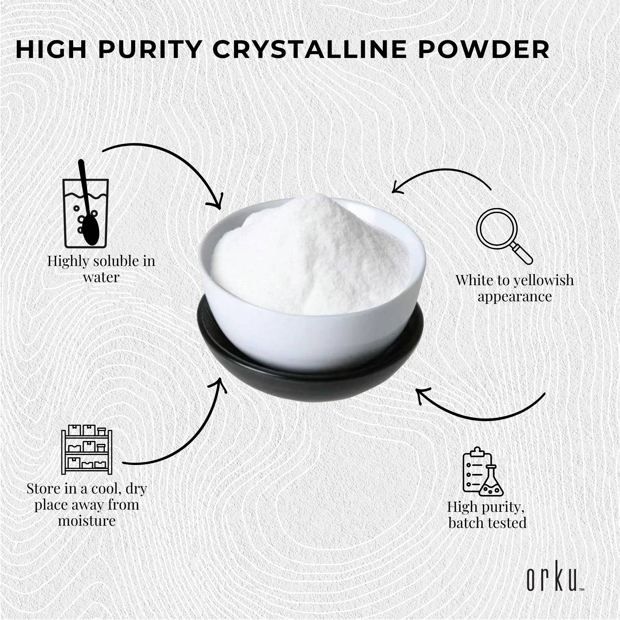 Orku 1.2Kg Sodium Ascorbate Tub - High Purity Soluble Crystalline Powder
