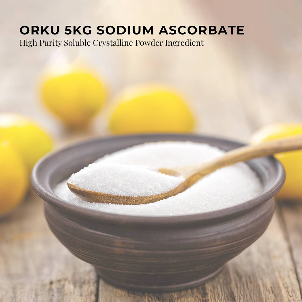 Orku 2Kg Sodium Ascorbate - High Purity Soluble Crystalline Powder Ingredient