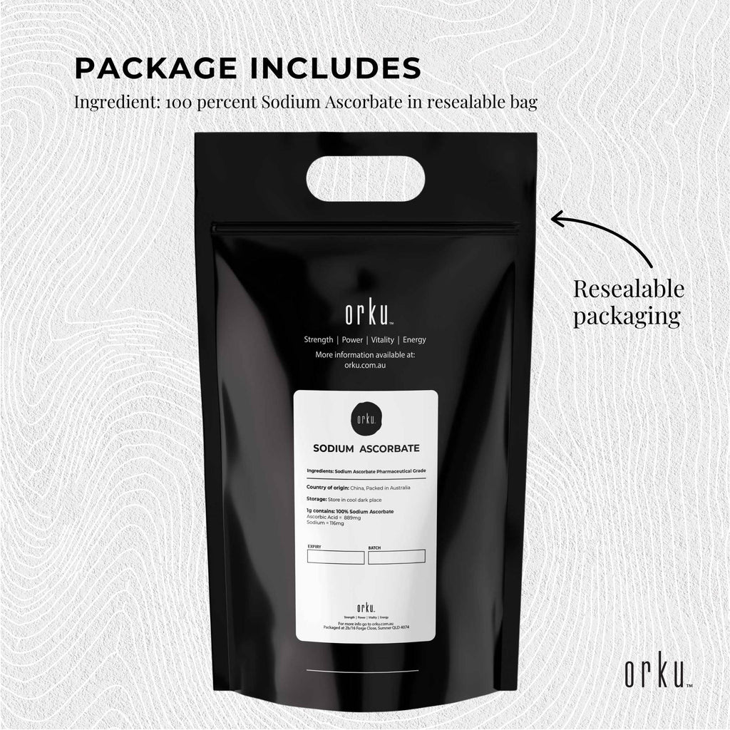 Orku 5kg Sodium Ascorbate - High Purity Soluble Crystalline Powder Ingredient