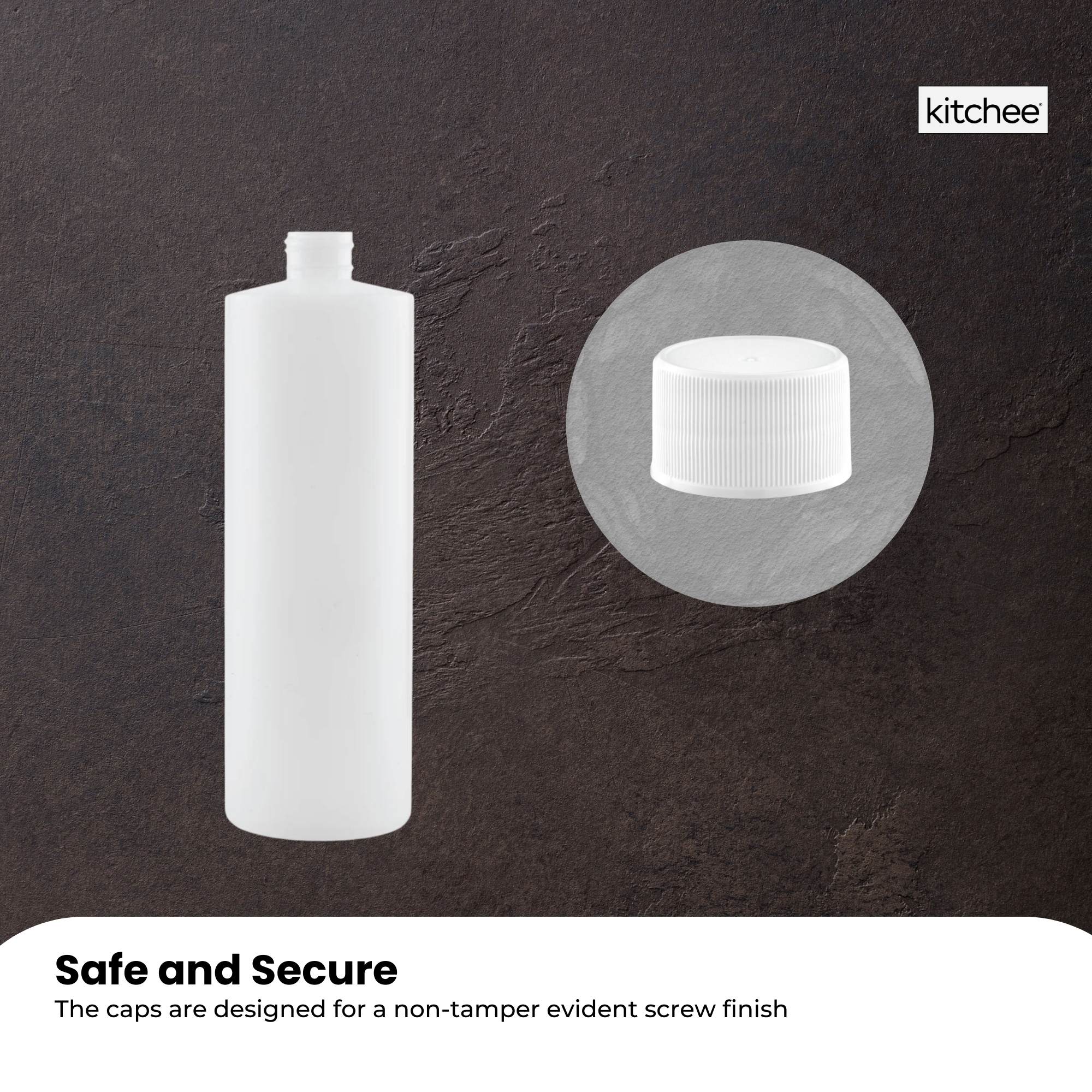 10x 500ml Clear HDPE Round Bottle + 28/410 Caps - Empty Plastic Food Storage
