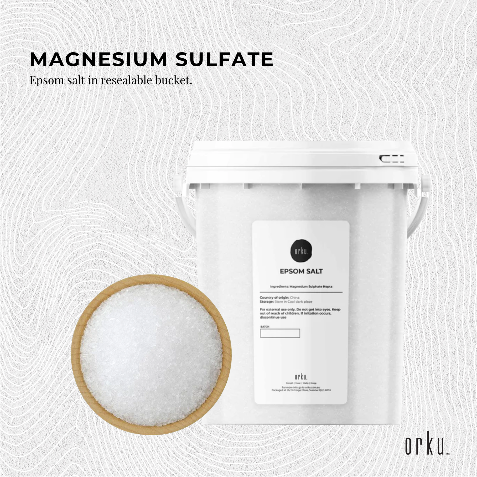 Orku 1.3kg Epsom Salt Tub - Magnesium Sulphate For Bath Skin Body Skin Care