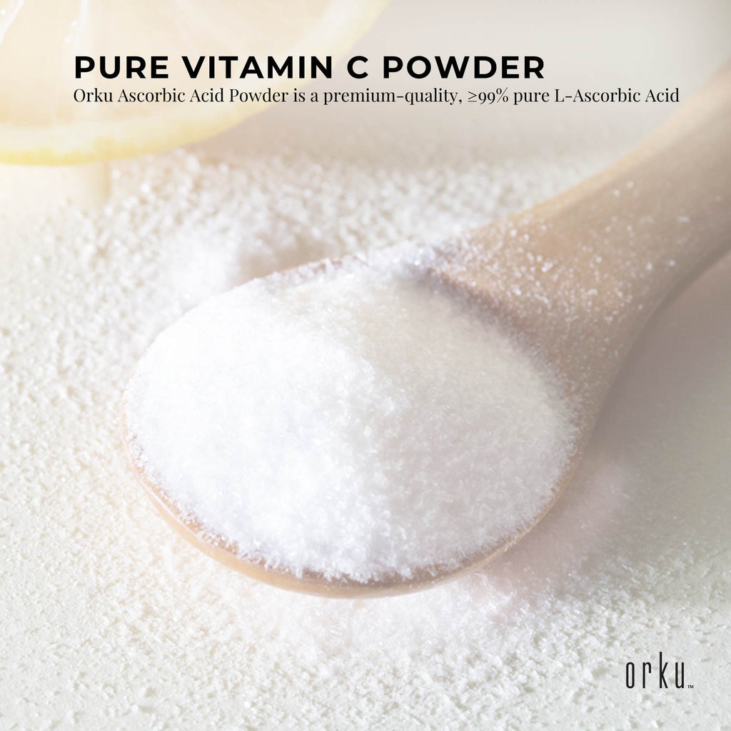 Orku 1Kg Vitamin C Powder Pure L-Ascorbic Acid - USP Grade Non-GMO