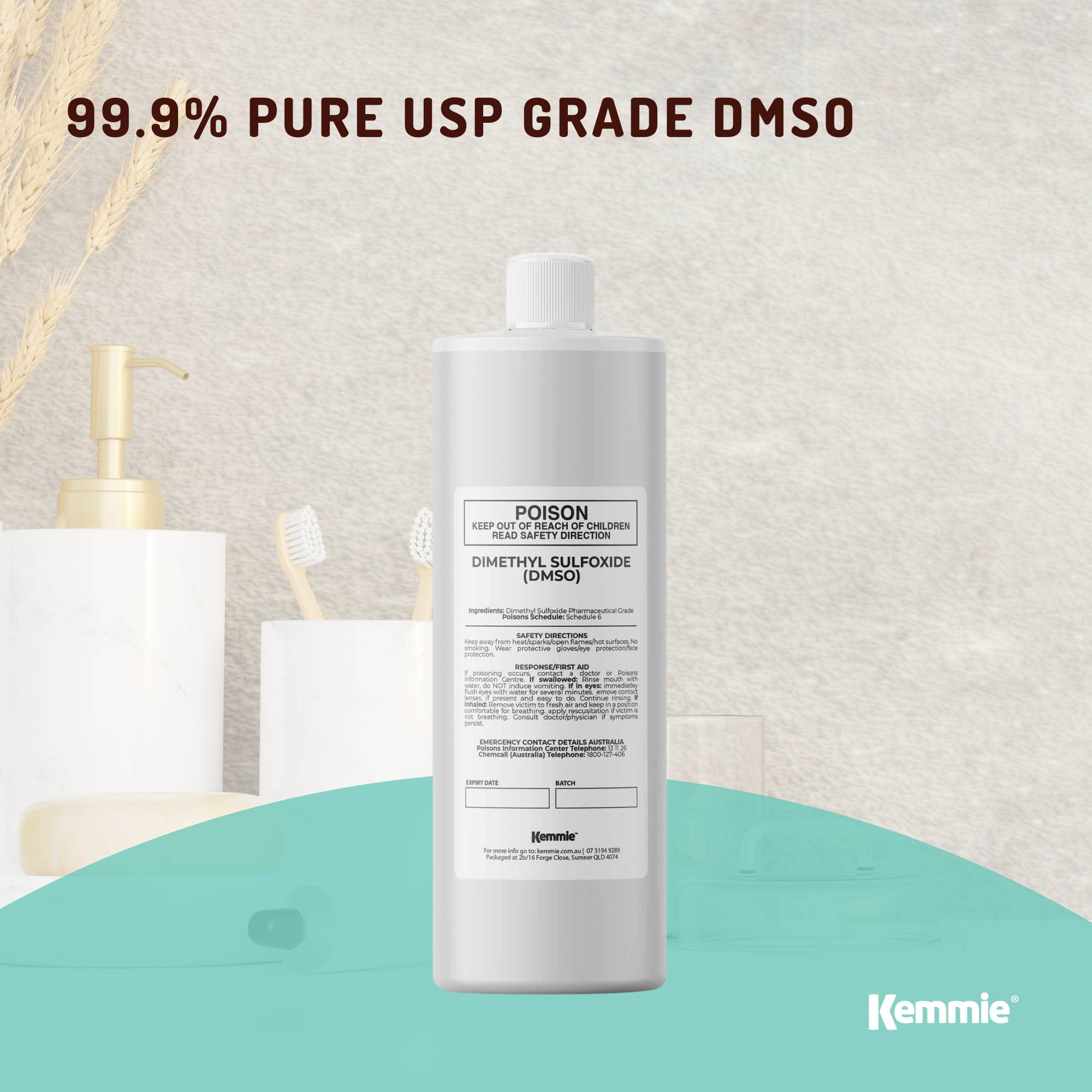 Kemmie 1L DMSO Liquid 99.9% Pure -  High Purity Dimethyl Sulfoxide Solvent