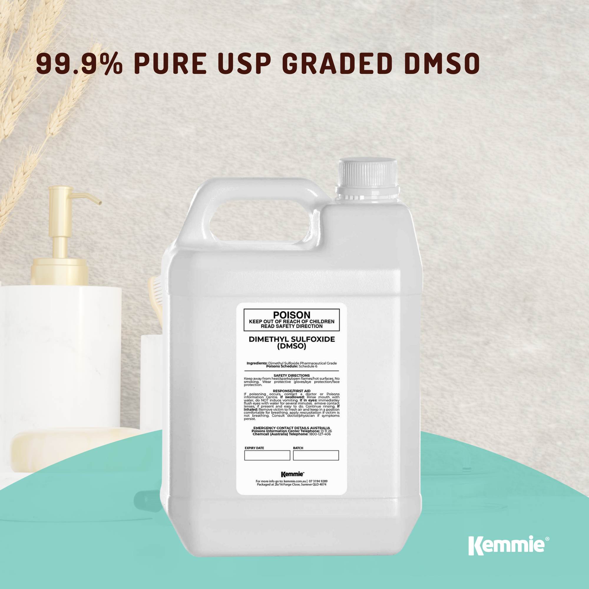 Kemmie 5L DMSO Liquid 99.9% Pure -  High Purity Dimethyl Sulfoxide Solvent Bulk