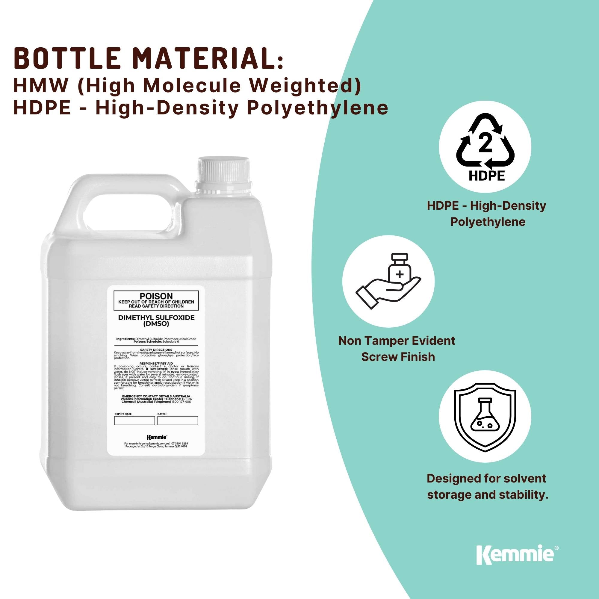 Kemmie 5L DMSO Liquid 99.9% Pure -  High Purity Dimethyl Sulfoxide Solvent Bulk