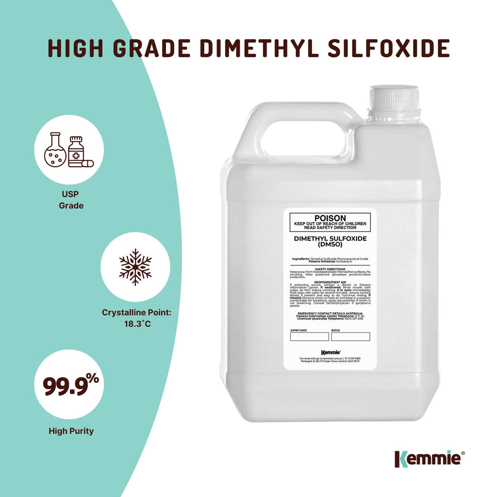Kemmie 5L DMSO Liquid 99.9% Pure -  High Purity Dimethyl Sulfoxide Solvent Bulk