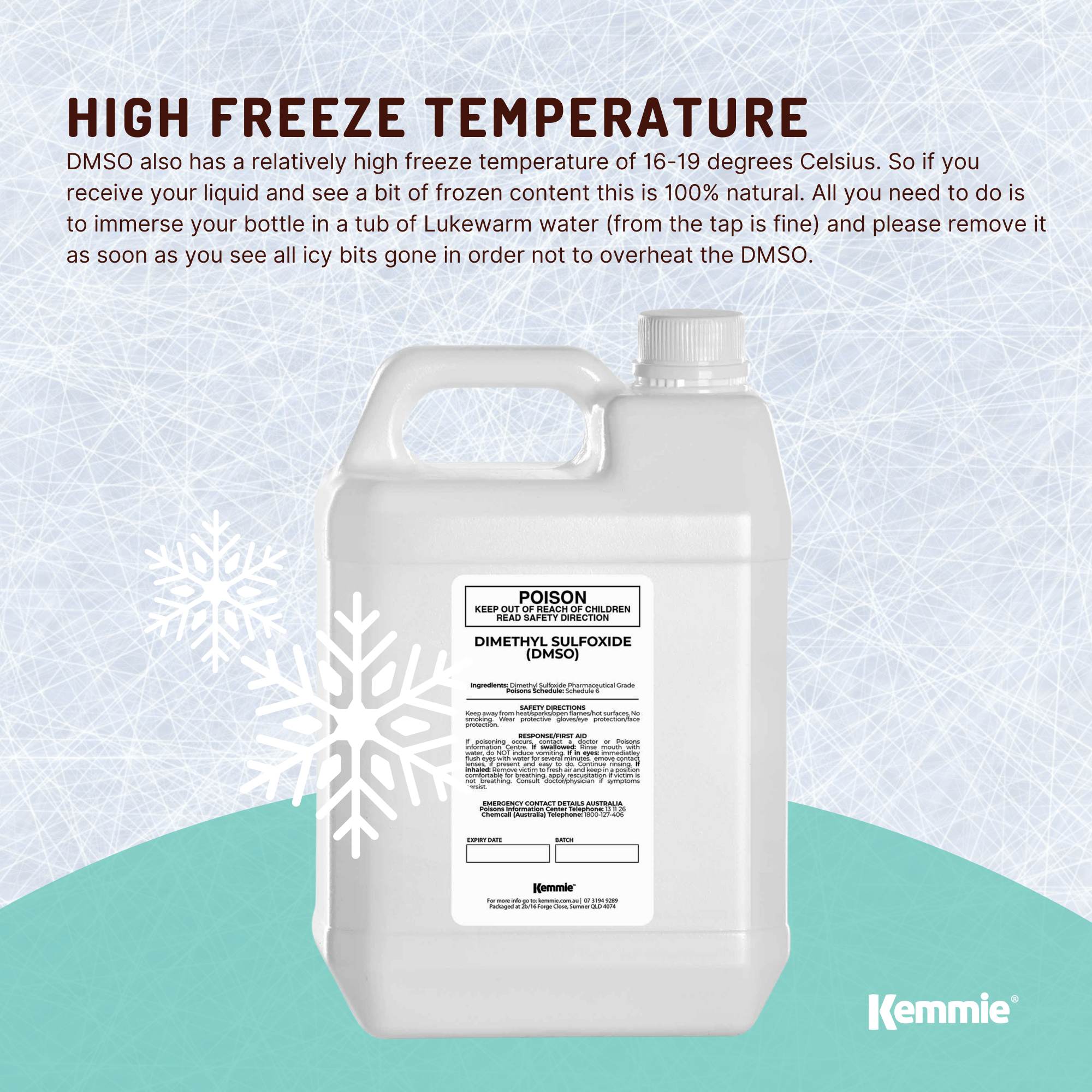 Kemmie 5L DMSO Liquid 99.9% Pure -  High Purity Dimethyl Sulfoxide Solvent Bulk