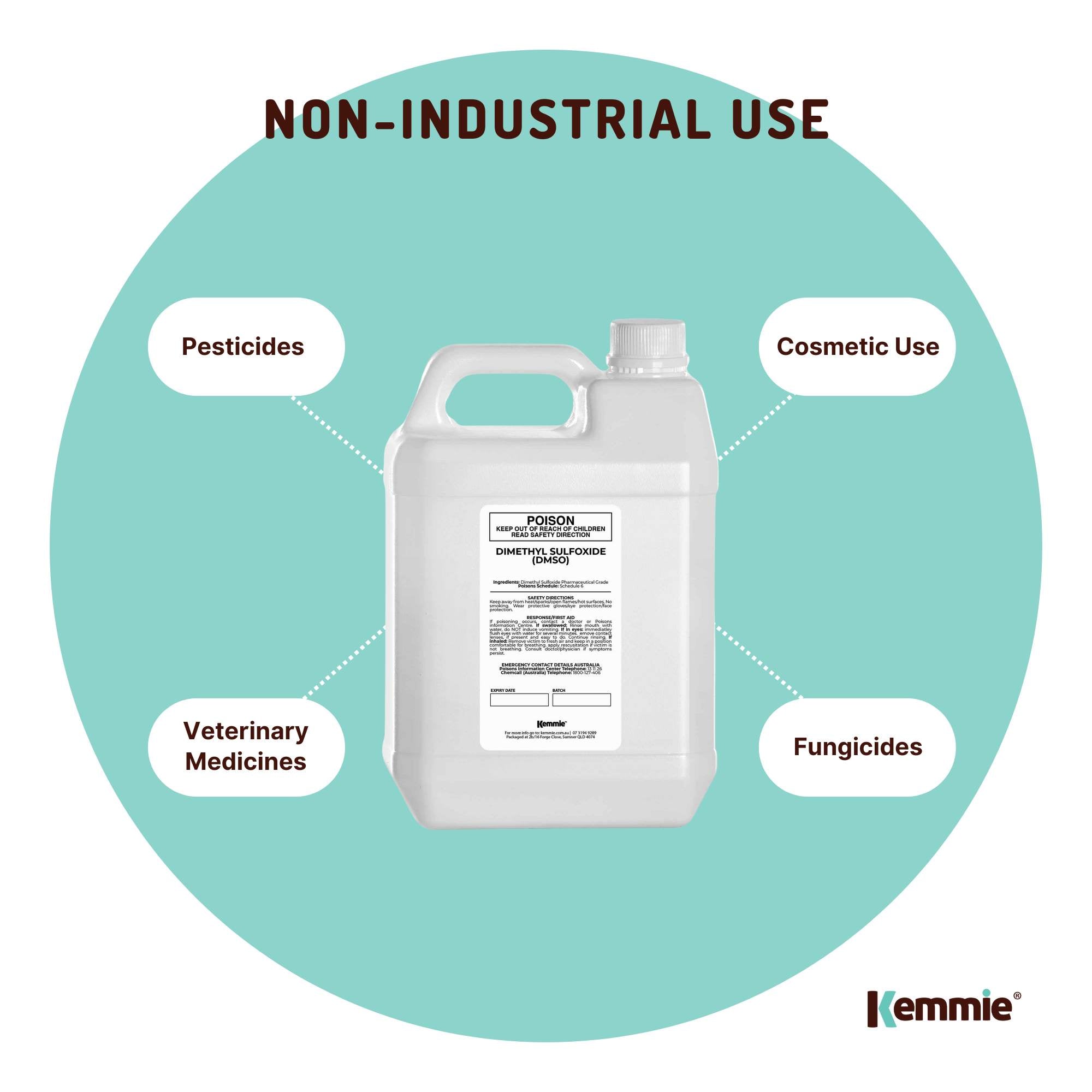Kemmie 5L DMSO Liquid 99.9% Pure -  High Purity Dimethyl Sulfoxide Solvent Bulk